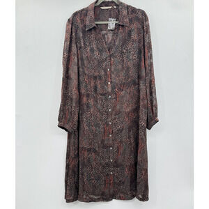 Soft Surroundings Lawton Leopard Midi Shirtdress Size 1X Brown Boho Relaxed New